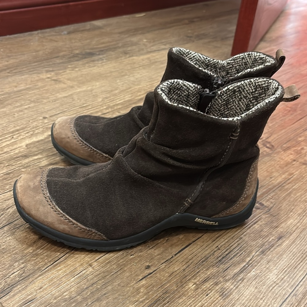 Merrell Freisa Slouch Brown Suede Ankle Boots 9.5